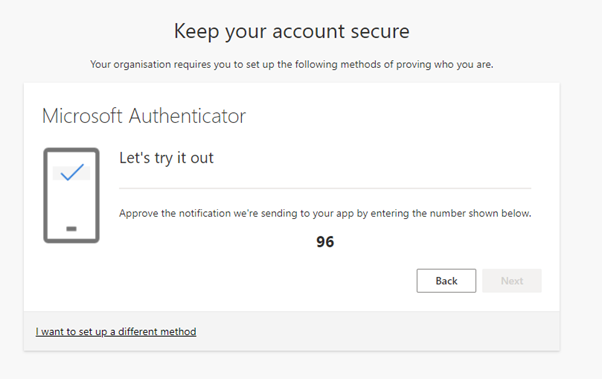 Account selection screen in Microsoft Authenticator app.